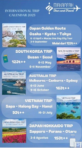 Kalender perjalanan yang menunjukkan jadwal open trip dengan budget hemat.